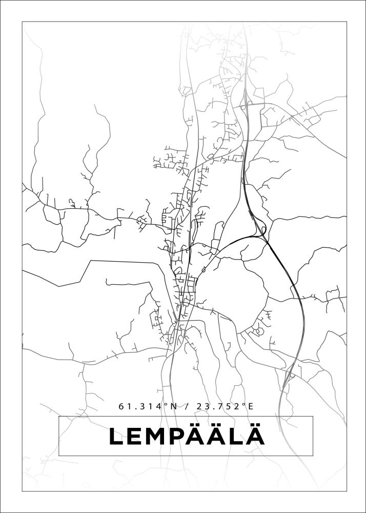 Kartta - Lempäälä - Valkoinen Juliste