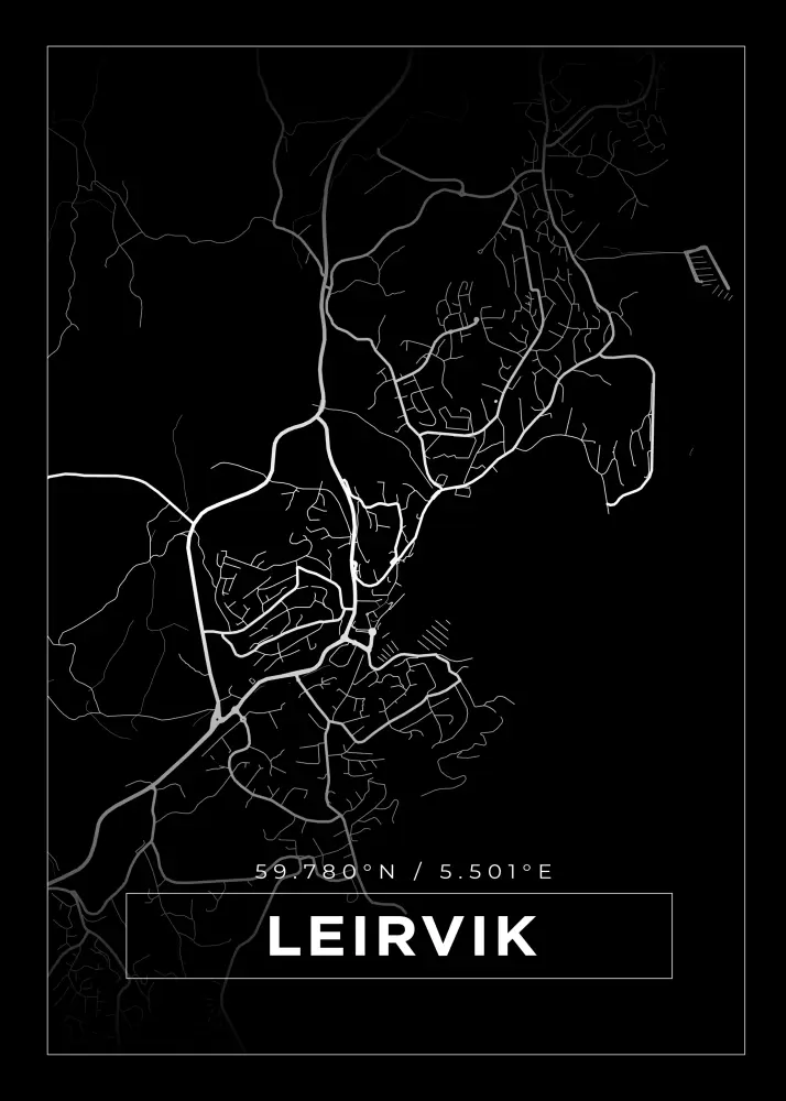 Kartta - Leirvik - Musta Juliste