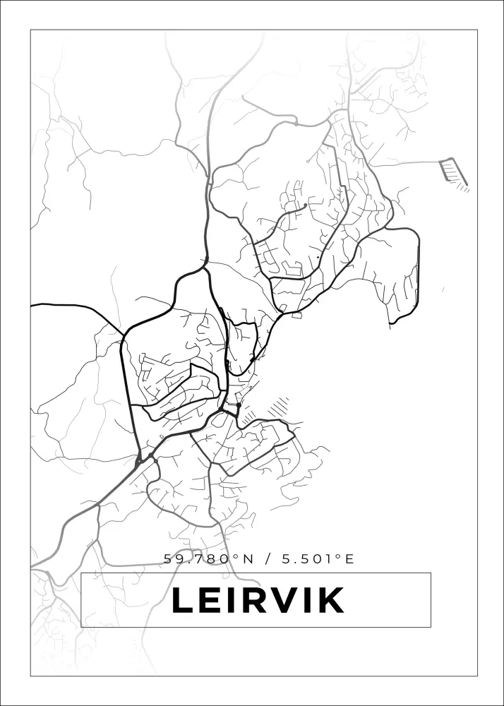 Kartta - Leirvik - Valkoinen Juliste