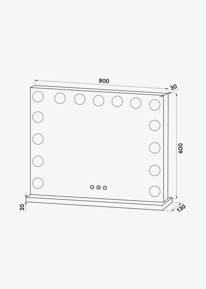 KAILA Meikkipeili Vanity LED 15 Valkoinen 80x60 cm