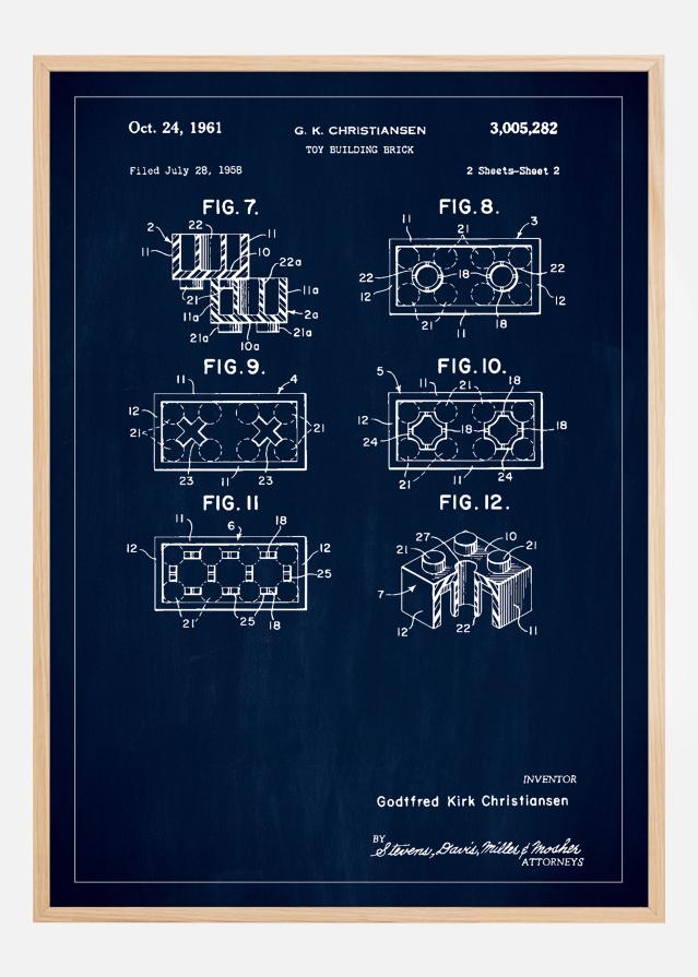 Patent Print - Lego Block II - Blue Juliste