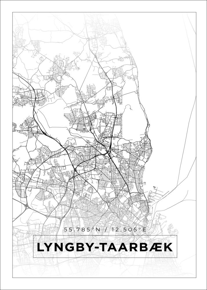 Kartta - Lyngby-Taarbæk - Valkoinen Juliste