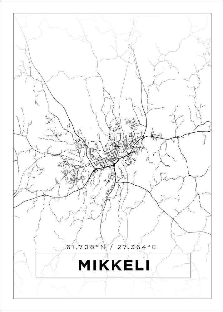 Kartta - Mikkeli - Valkoinen Juliste