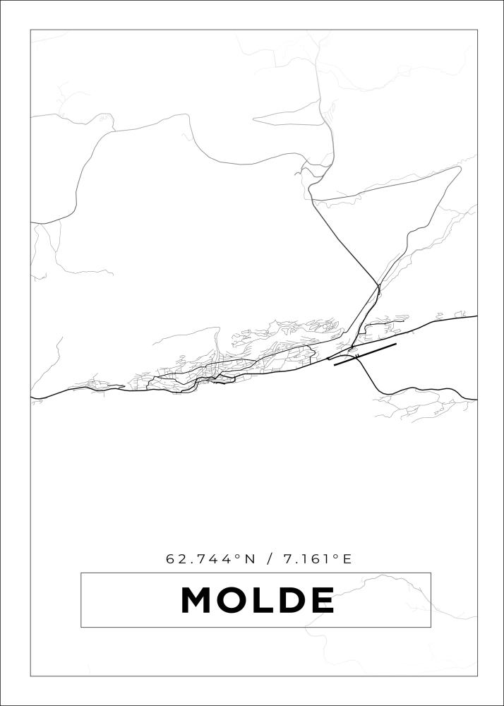 Kartta - Molde - Valkoinen Juliste