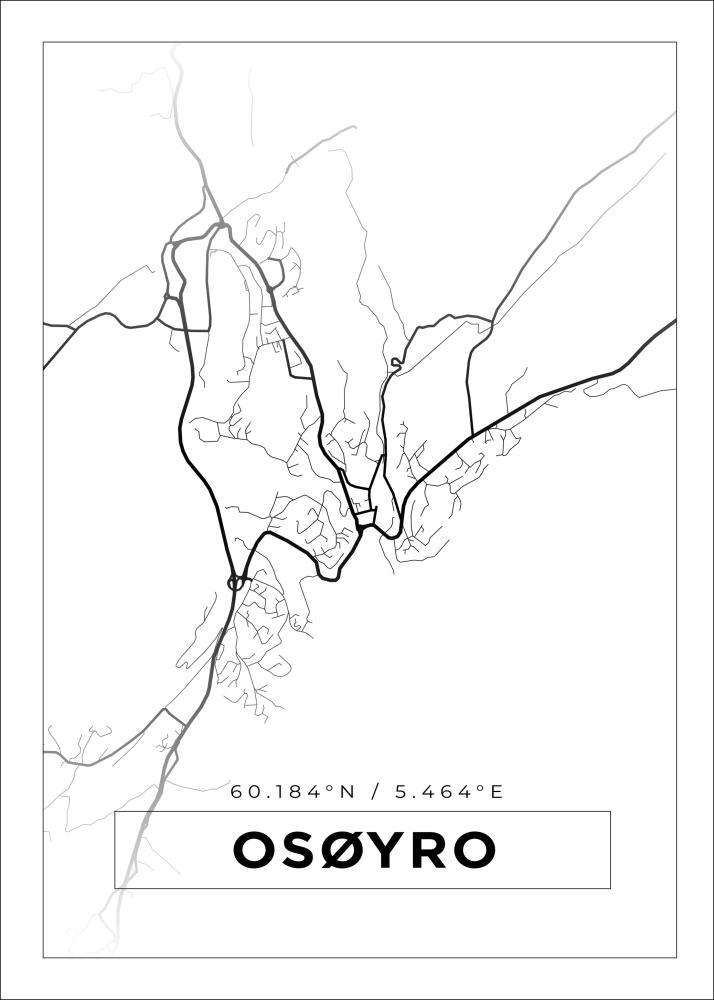 Kartta - Osøyro - Valkoinen Juliste