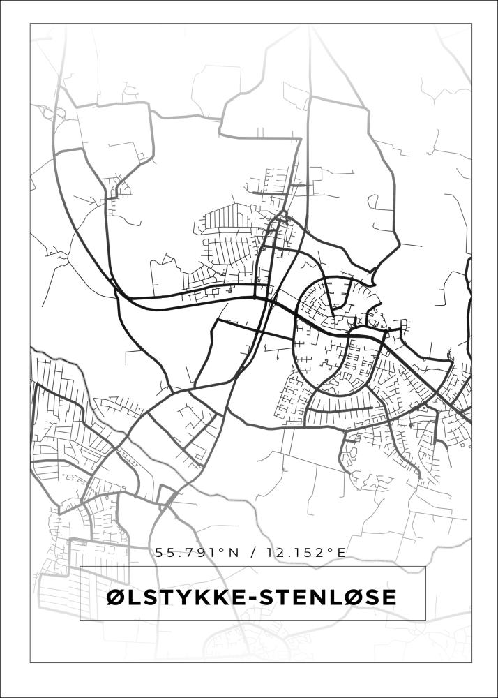 Kartta - Ølstykke-Stenløse - Valkoinen Juliste