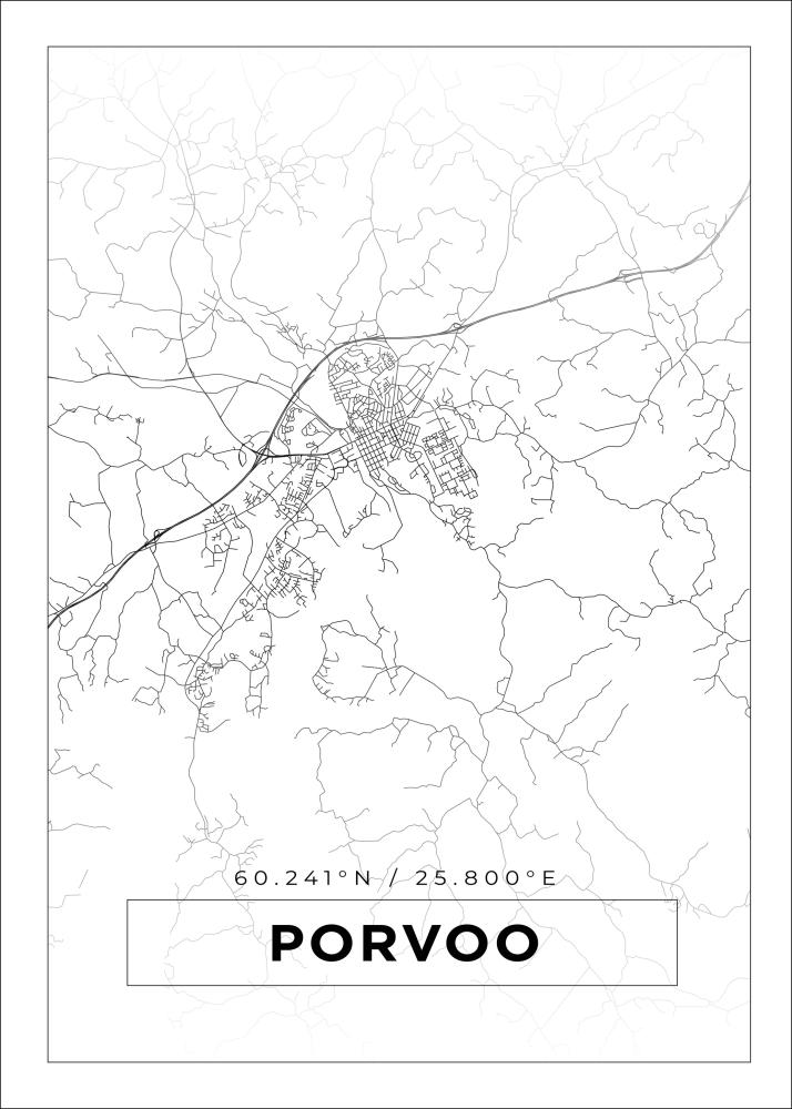 Kartta - Porvoo - Valkoinen Juliste