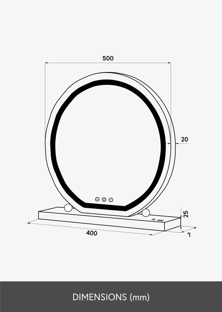 KAILA Meikkipeili Round LED Valkoinen 50 cm Ø