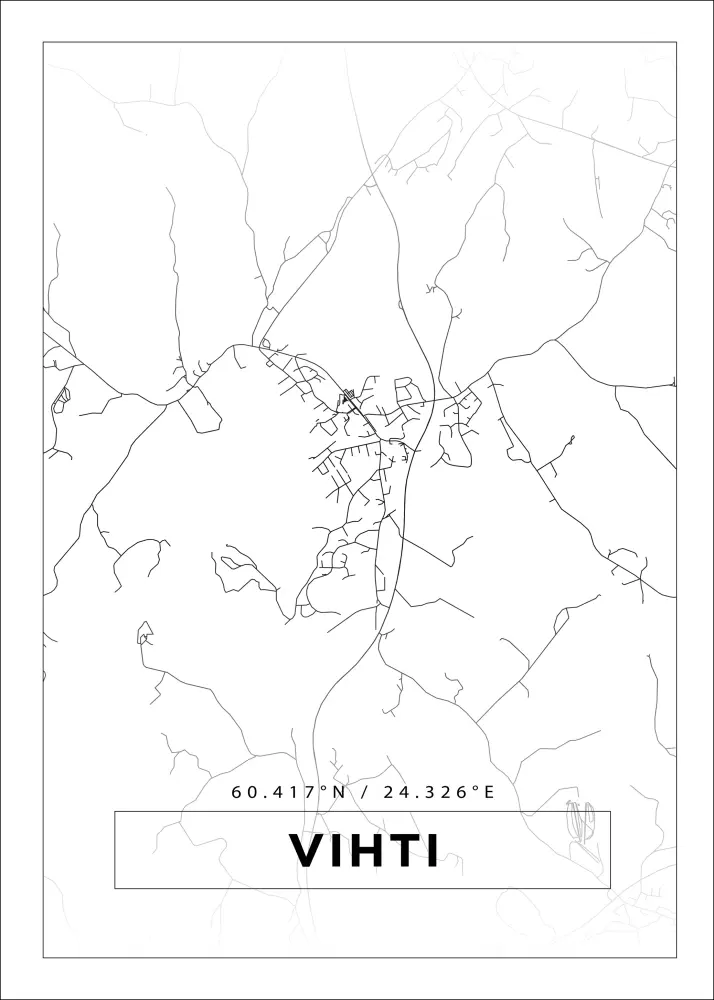 Kartta - Vihti - Valkoinen Juliste