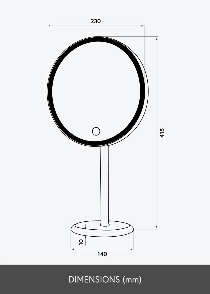 KAILA Meikkipeili Pillar LED Magnifying 20 cm Ø