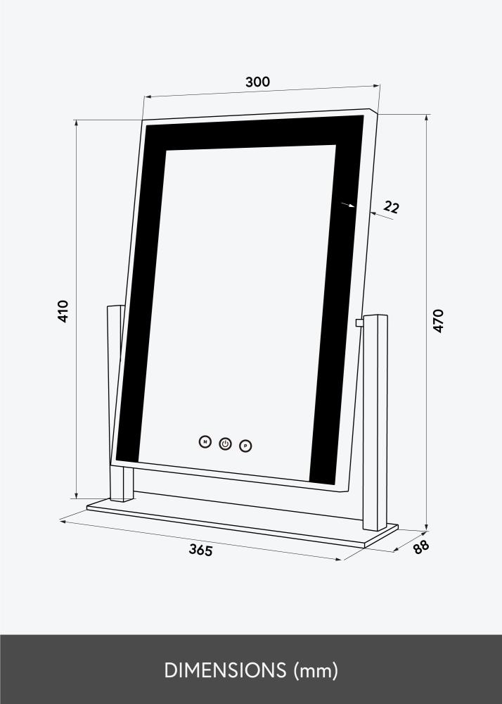 KAILA Meikkipeili Stand LED Valkoinen 30x41 cm