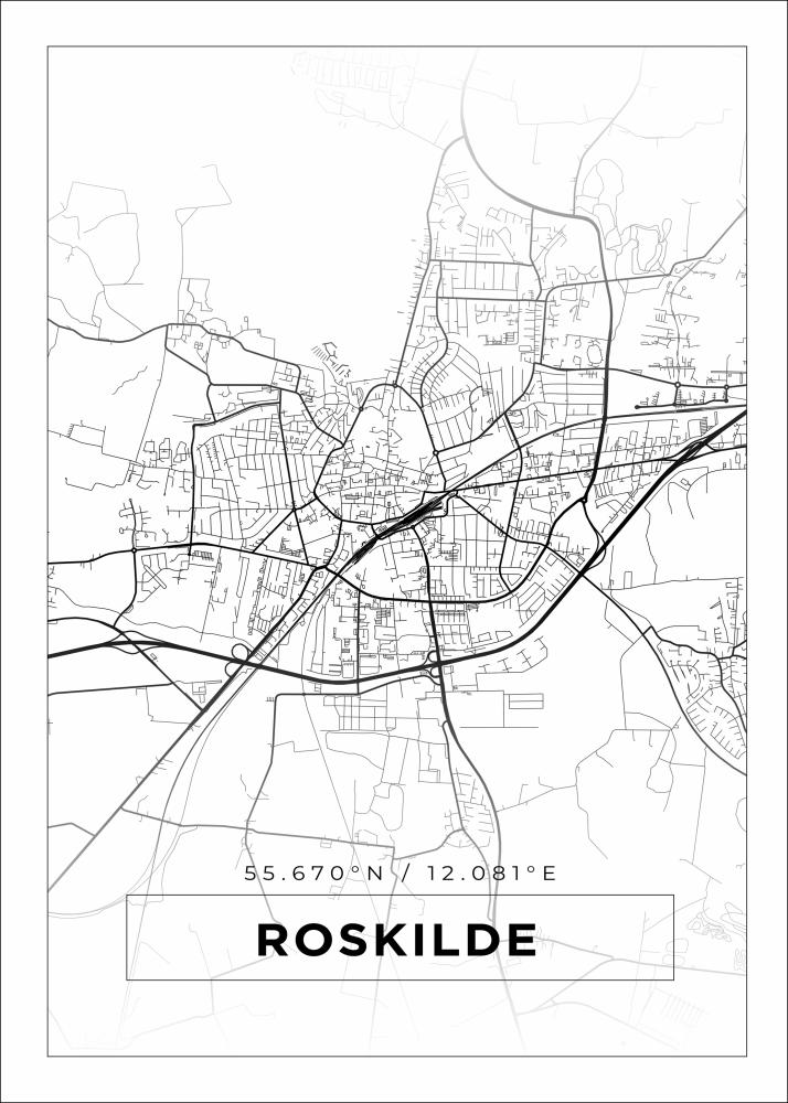 Kartta - Roskilde - Valkoinen Juliste