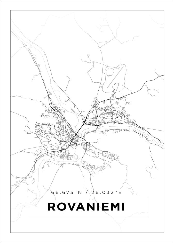 Kartta - Rovaniemi - Valkoinen Juliste