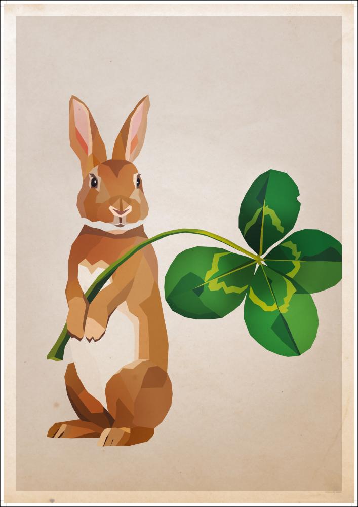 Rabbit with clover Juliste