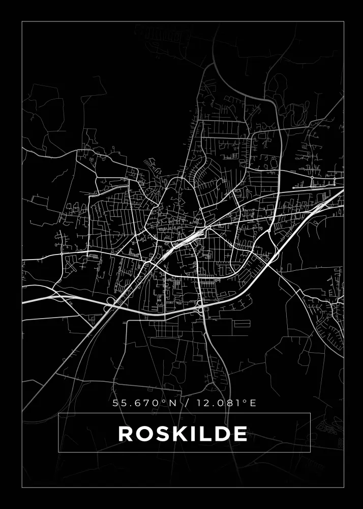 Kartta - Roskilde - Musta Juliste