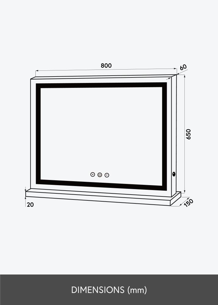 KAILA Meikkipeili Vanity LED Valkoinen 80x65 cm