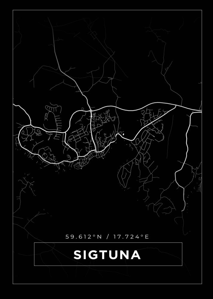 Kartta - Sigtuna - Musta Juliste