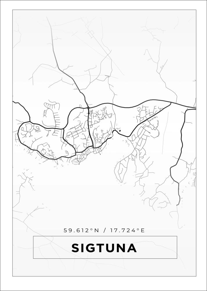 Kartta - Sigtuna - Valkoinen Juliste