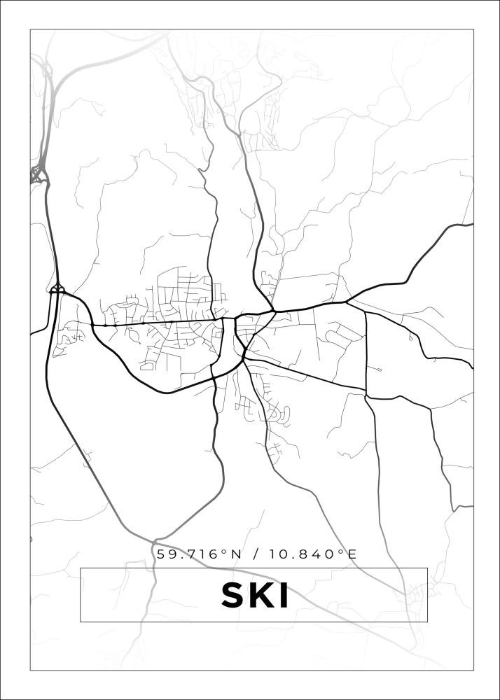 Kartta - Ski - Valkoinen Juliste