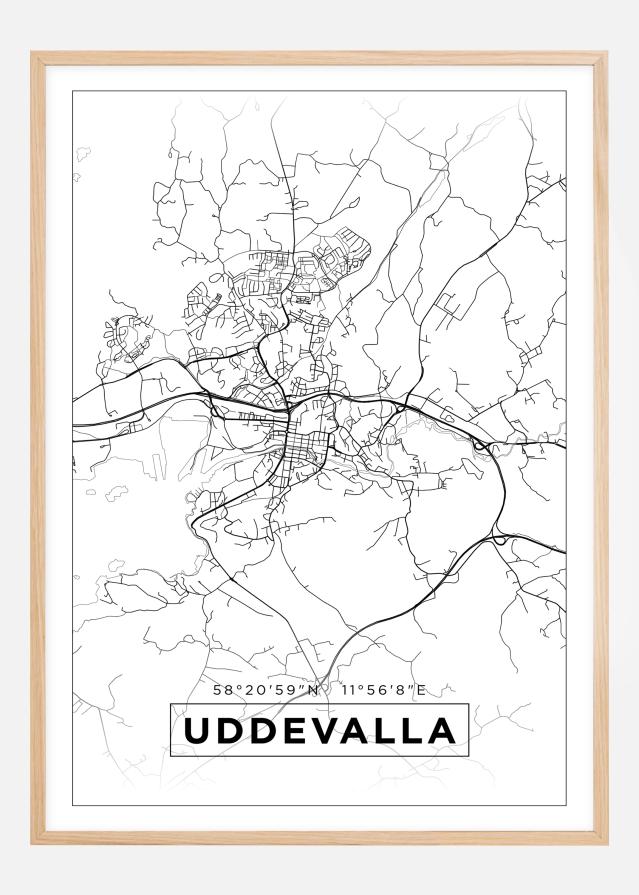 Kartta - Uddevalla - Valkoinen Juliste