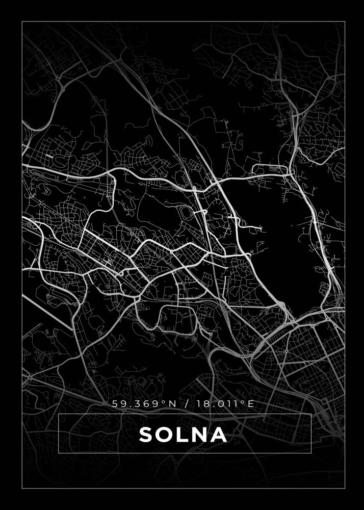 Kartta - Solna - Musta Juliste