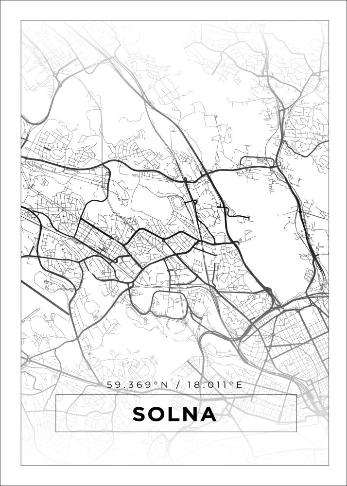 Kartta - Solna - Valkoinen Juliste