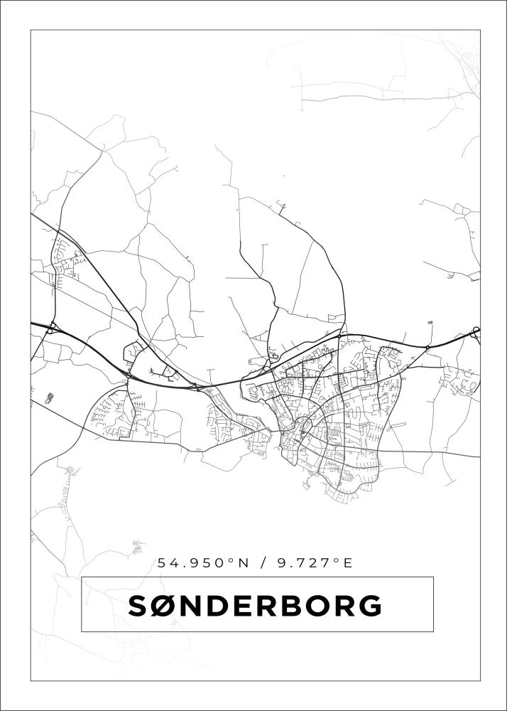 Kartta - Sønderborg - Valkoinen Juliste