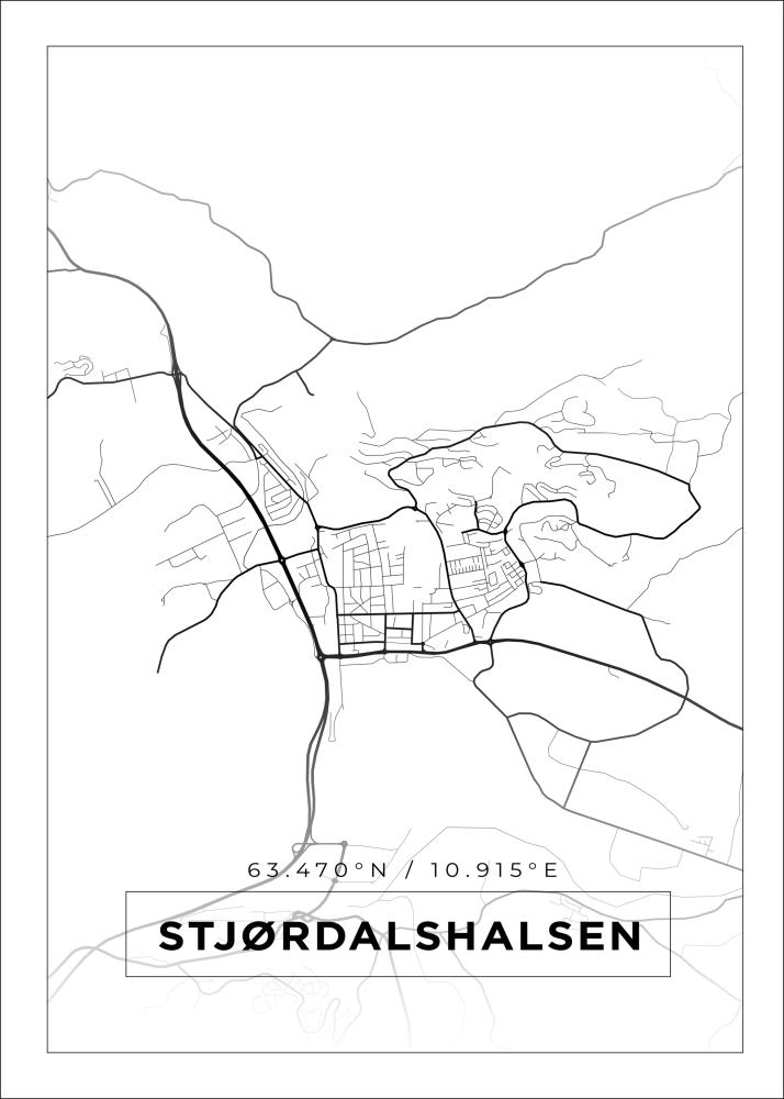 Kartta - Stjørdalshalsen - Valkoinen Juliste