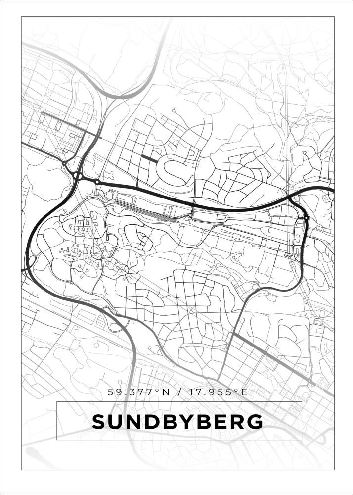 Kartta - Sundbyberg - Valkoinen Juliste