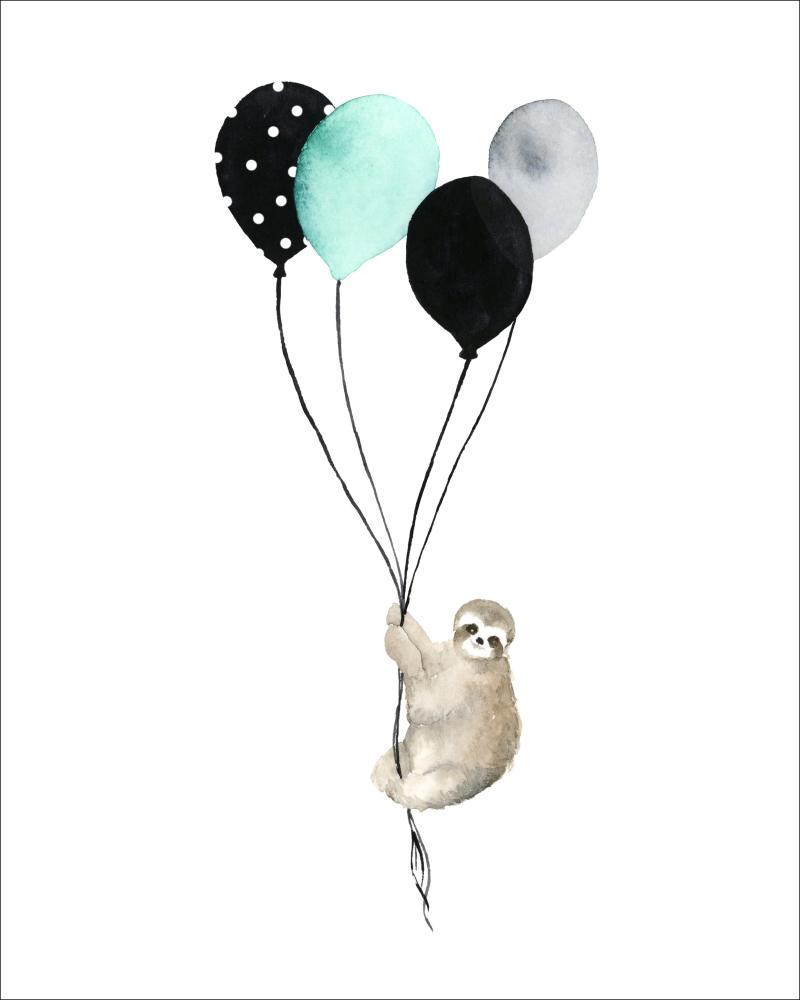 Sloth With Balloons Juliste