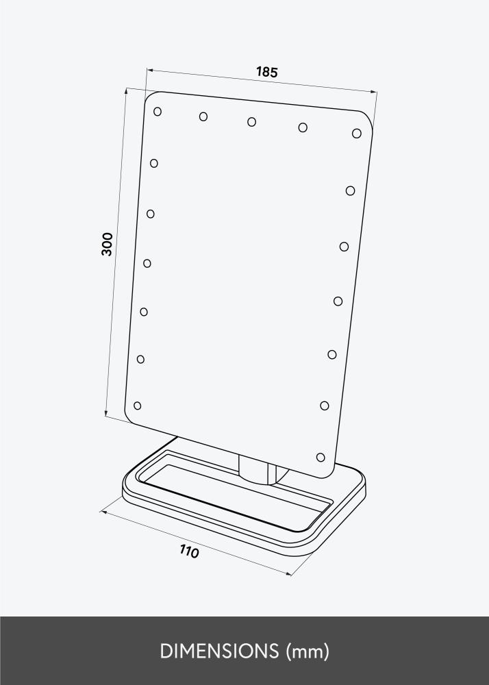 KAILA Meikkipeili LED Bluetooth-kaiuttimella Musta 18x30 cm