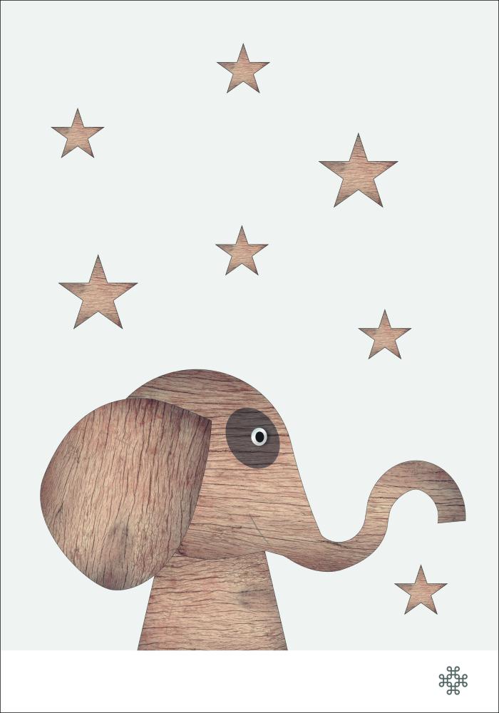 Wood elephant Light Juliste