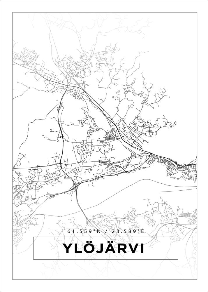 Kartta - Ylöjärvi - Valkoinen Juliste