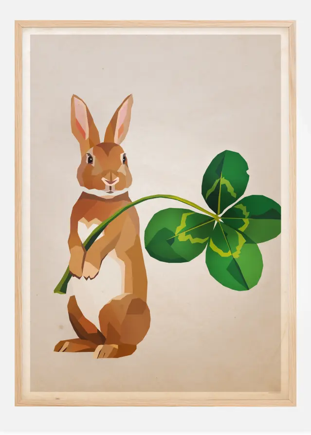 Rabbit with clover Juliste