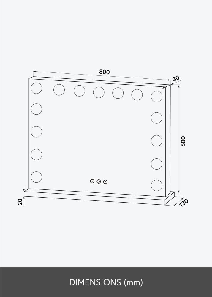 KAILA Meikkipeili Vanity LED 15 Valkoinen 80x60 cm