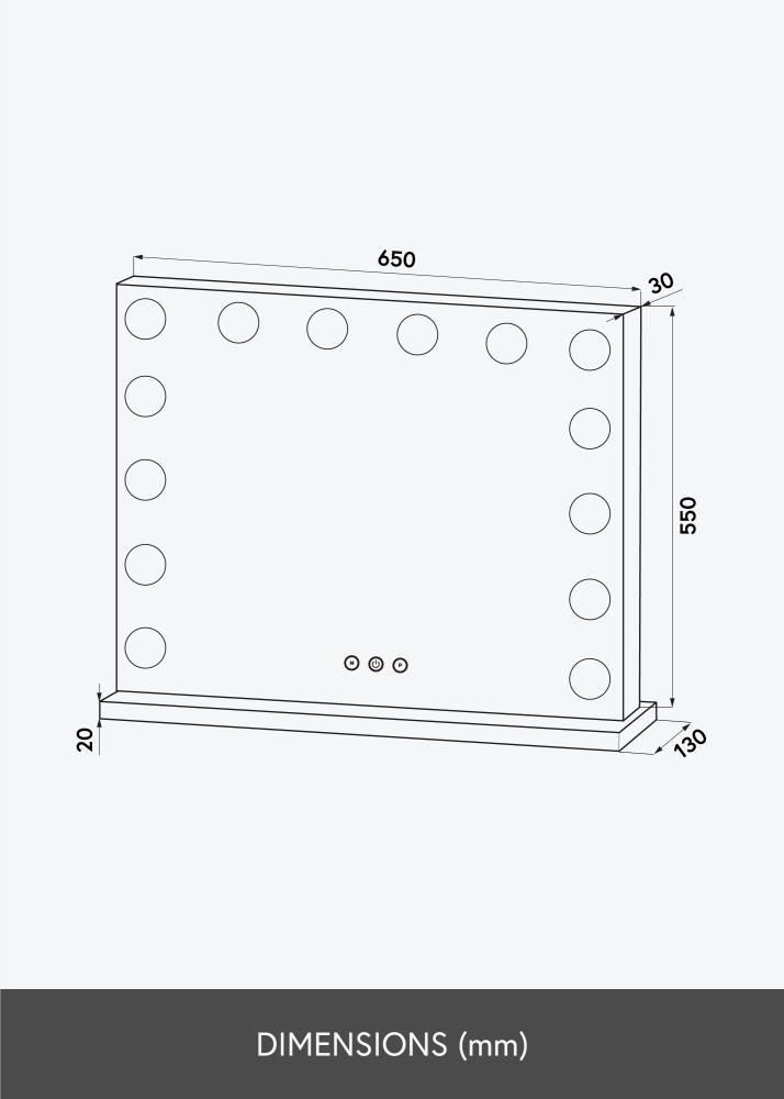 KAILA Meikkipeili Base LED 14 Hopeanvärinen 65x56 cm