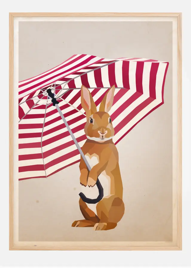 Rabbit with Umbrella Juliste