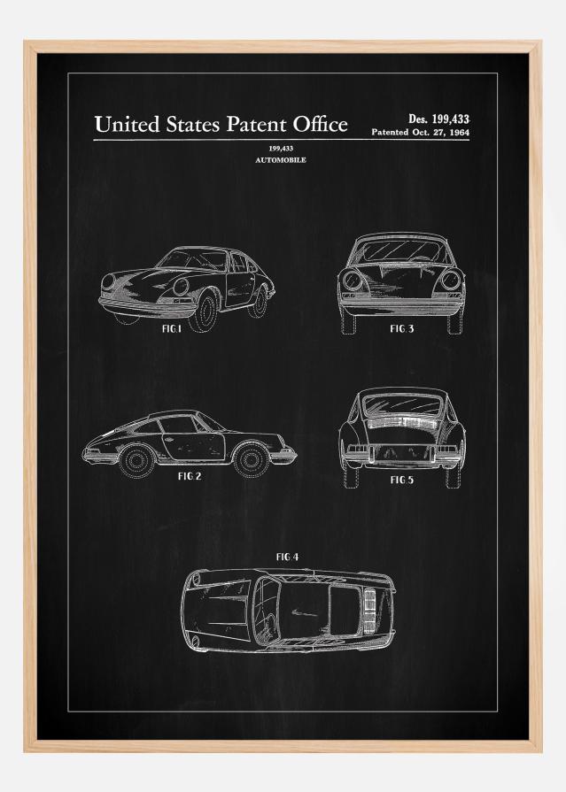 Patent Print - Porsche 911 Carrera - Black Juliste