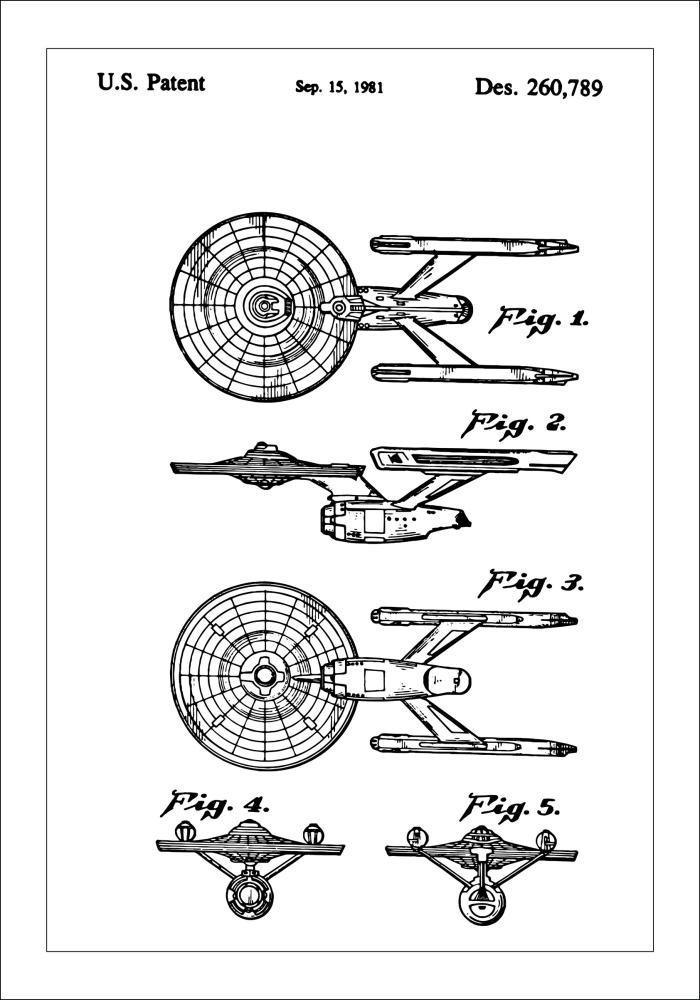 Patenttipiirustus - Star Trek - USS Enterprise Juliste