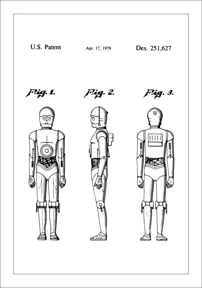 Patenttipiirustus - Star Wars - C-3PO Juliste