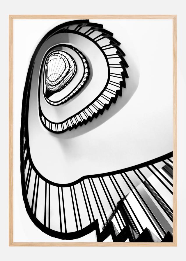 Spiral stairs BW Juliste