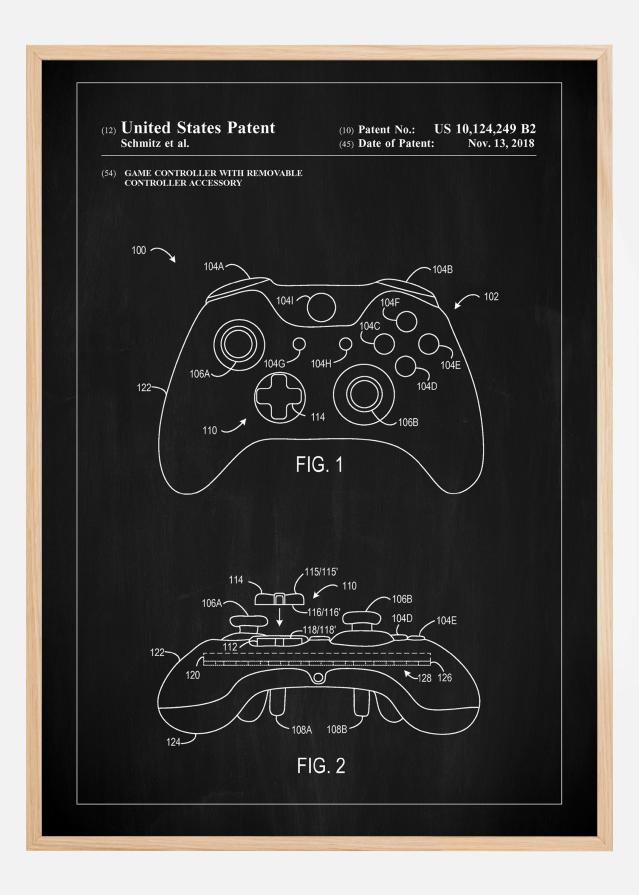 Patent Print - Game Controller III - Black Juliste