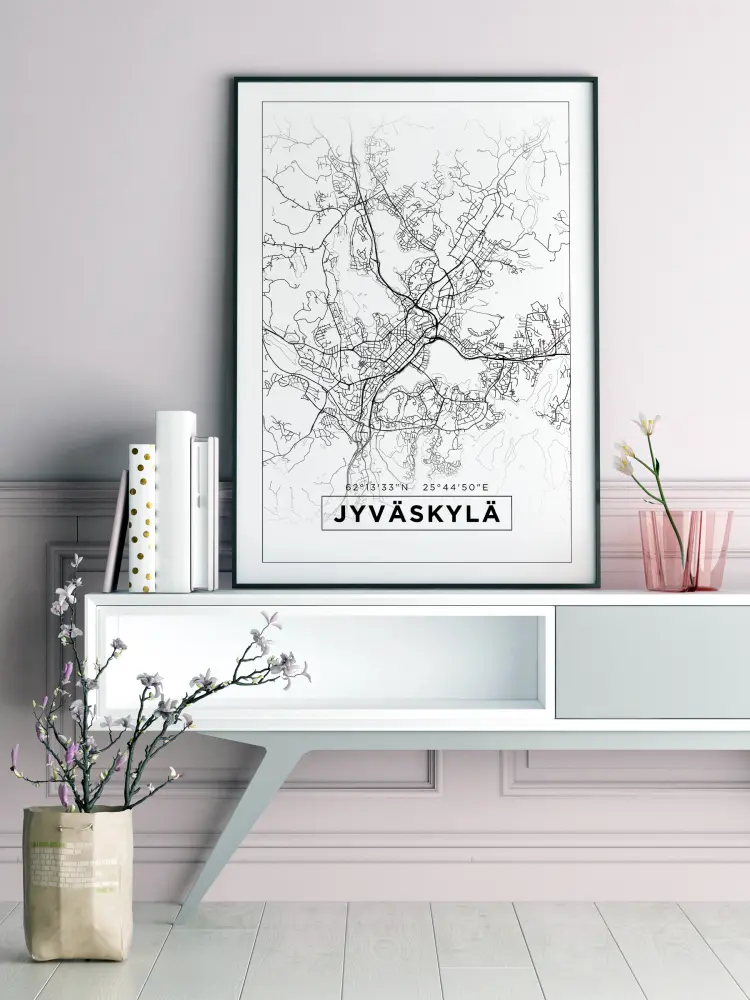 Kartta - Jyväskylä - Valkoinen Juliste