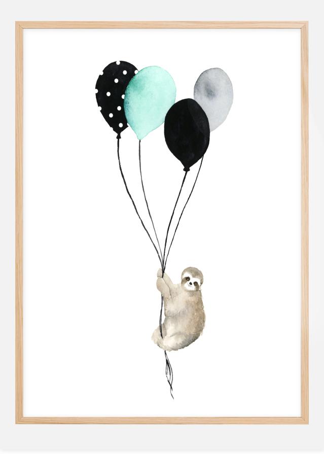 Sloth With Balloons Juliste