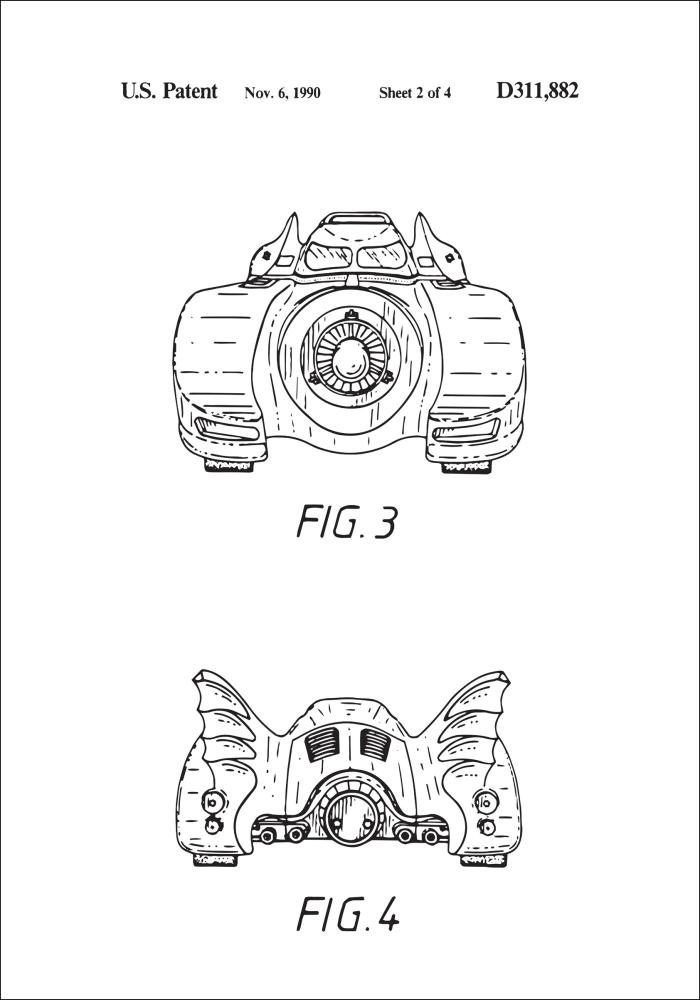 Patenttipiirustus - Batman - Batmobile 1990 II Juliste