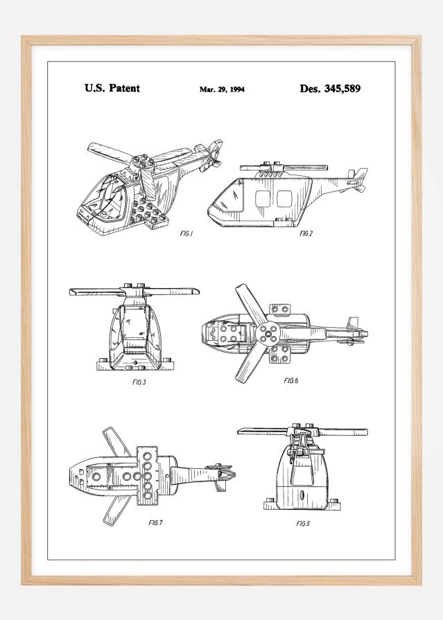 Patent Print - Lego Helicopter - White Juliste