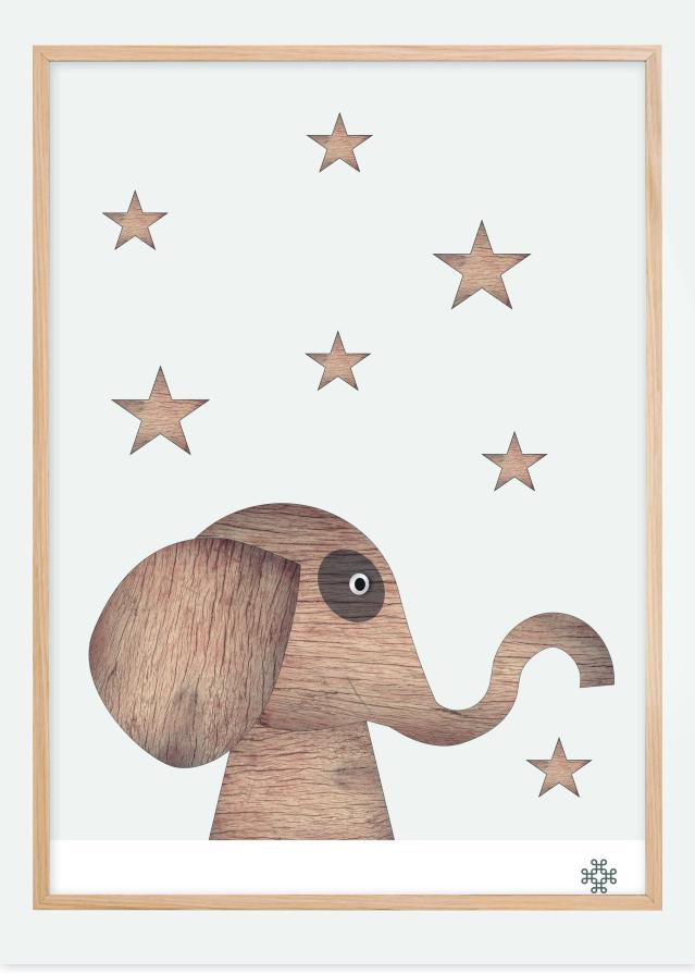 Wood elephant Light Juliste