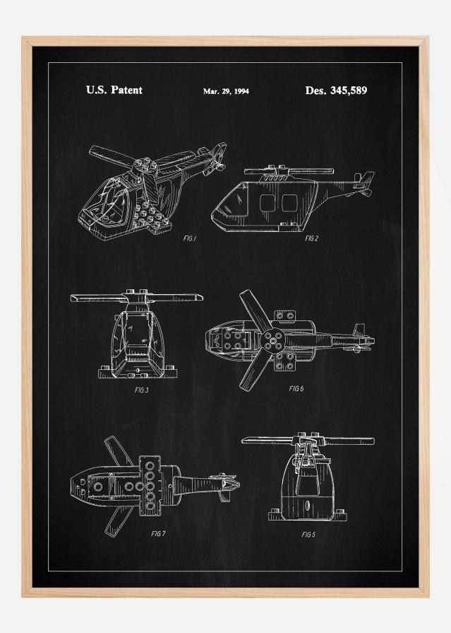 Patent Print - Lego Helicopter - Black Juliste