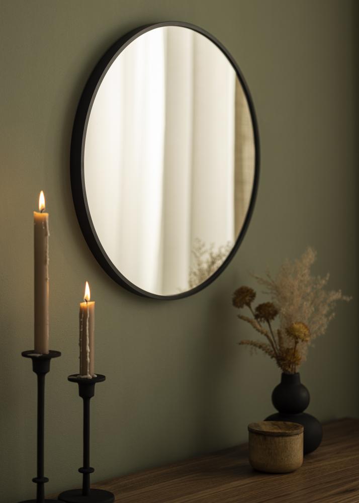 KAILA Round Mirror - Edge Black 50 cm Ø