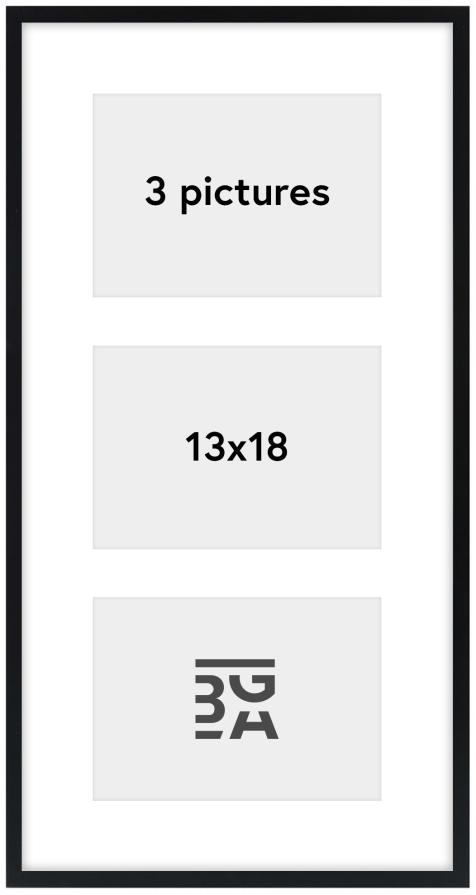 Edsbyn Kollaasikehys IX Musta - 3 Kuvalle (13x18 cm)